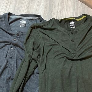 mens the north face flash dry long sleeve henley bundle size large blue & green